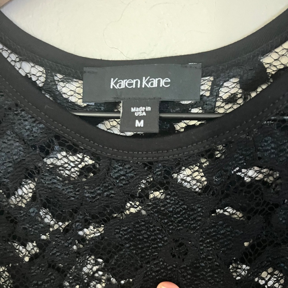 NWT Karen Kane Black Lace Long Sleeve Sheath Dress Cocktail Party Women's M - Picture 6 of 8